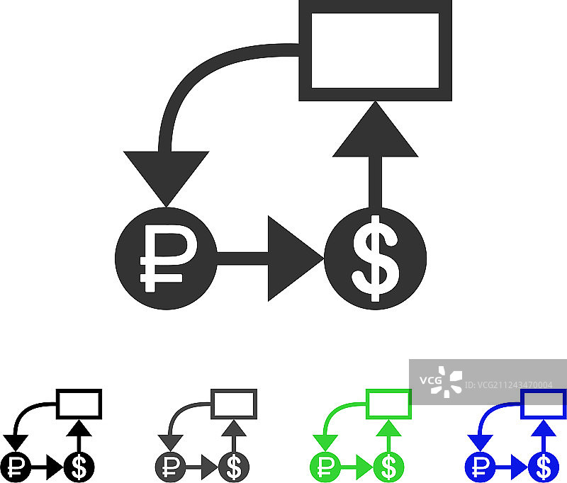 卢布美元扁平风格图标图片素材