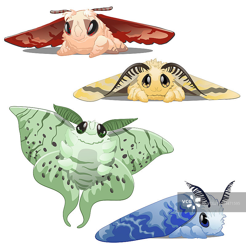 可爱彩色卡通动画蚕图片素材