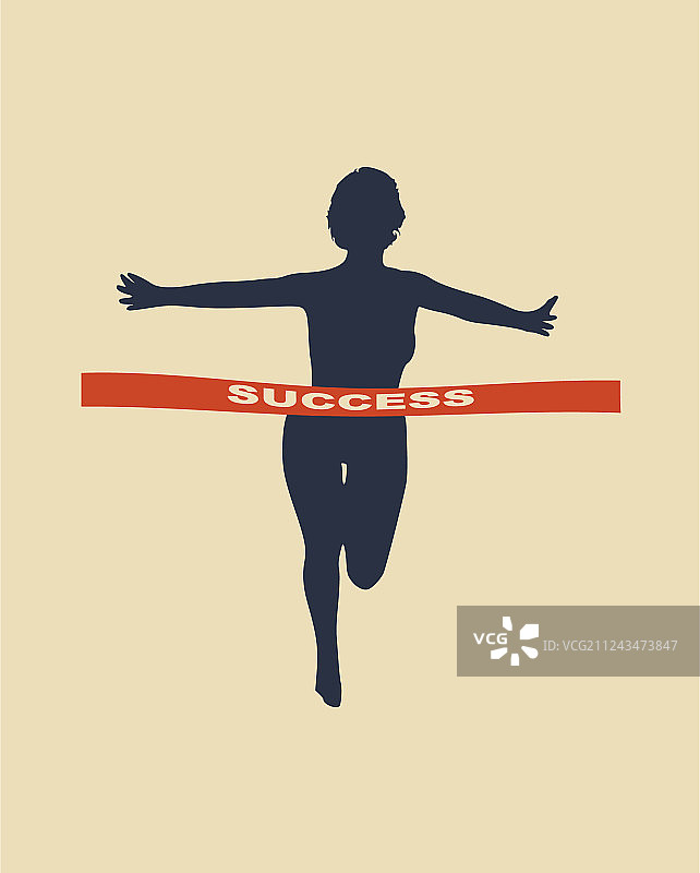 女人到达终点线图片素材