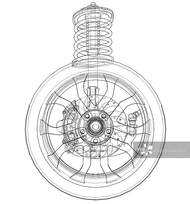 带车轮轮胎和减震器的汽车悬架图片素材