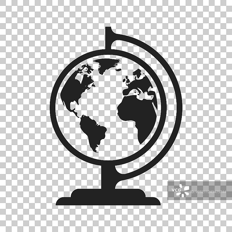 地球世界地图圆形扁平图标图片素材