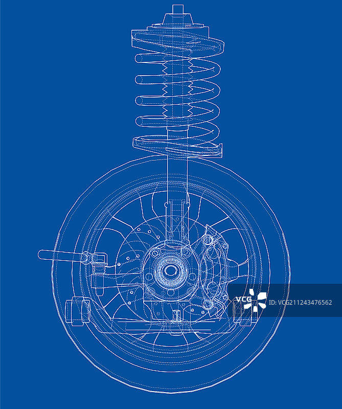 带车轮轮胎和减震器的汽车悬架图片素材