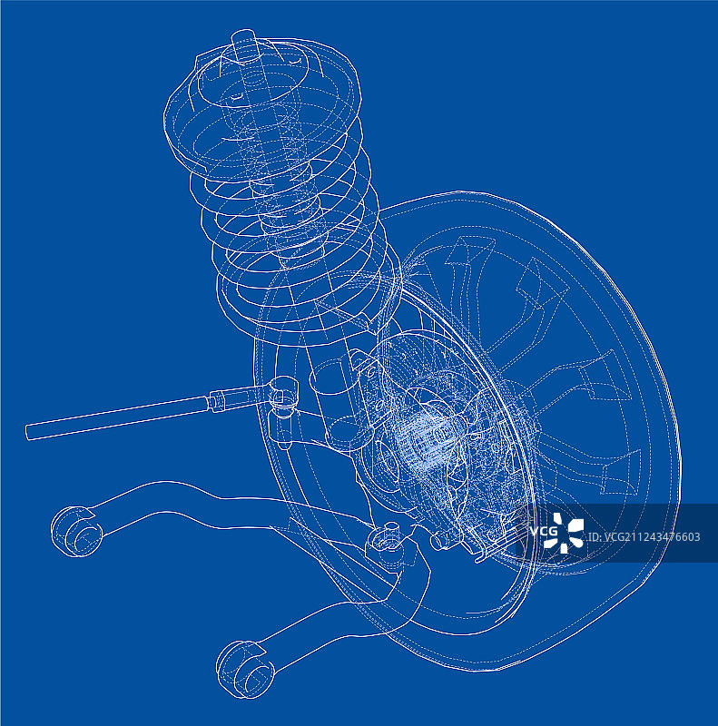 带车轮轮胎和减震器的汽车悬架图片素材