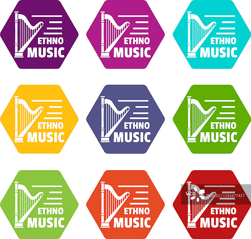 竖琴图标合集9图片素材