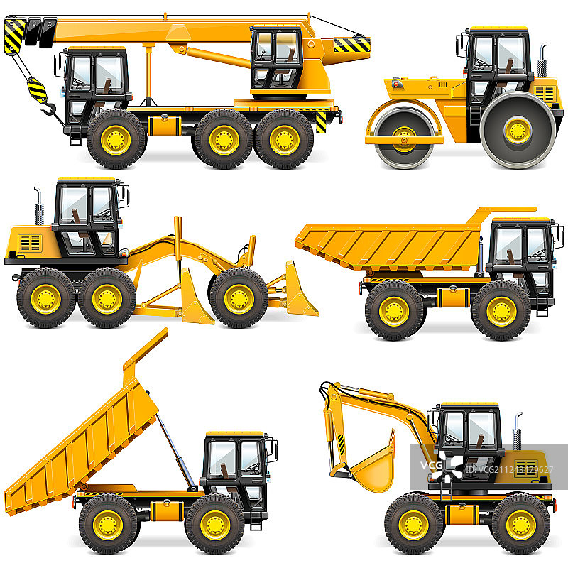 黄色工程机械套装2图片素材