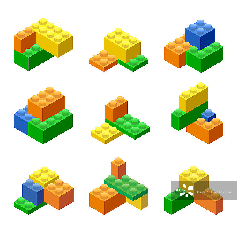 2.5D塑料积木和瓷砖图片素材