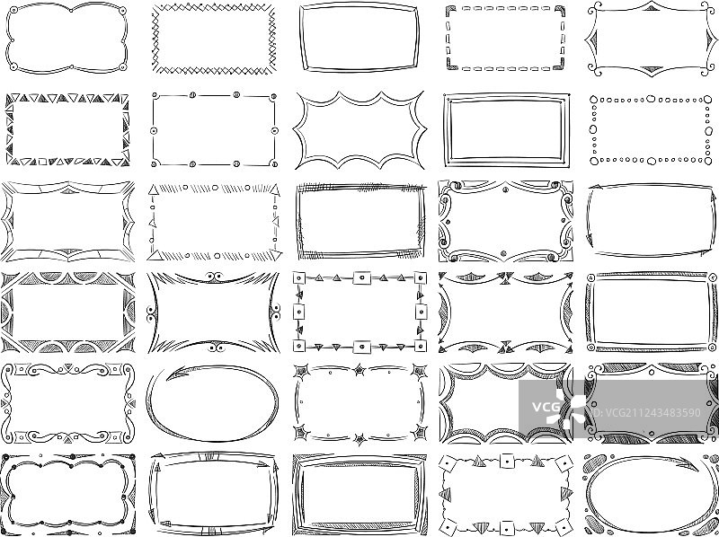 手绘涂鸦方形图像边框图片素材
