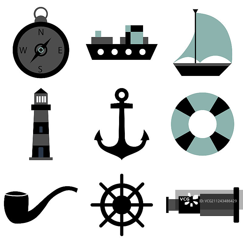 海洋图标集图片素材