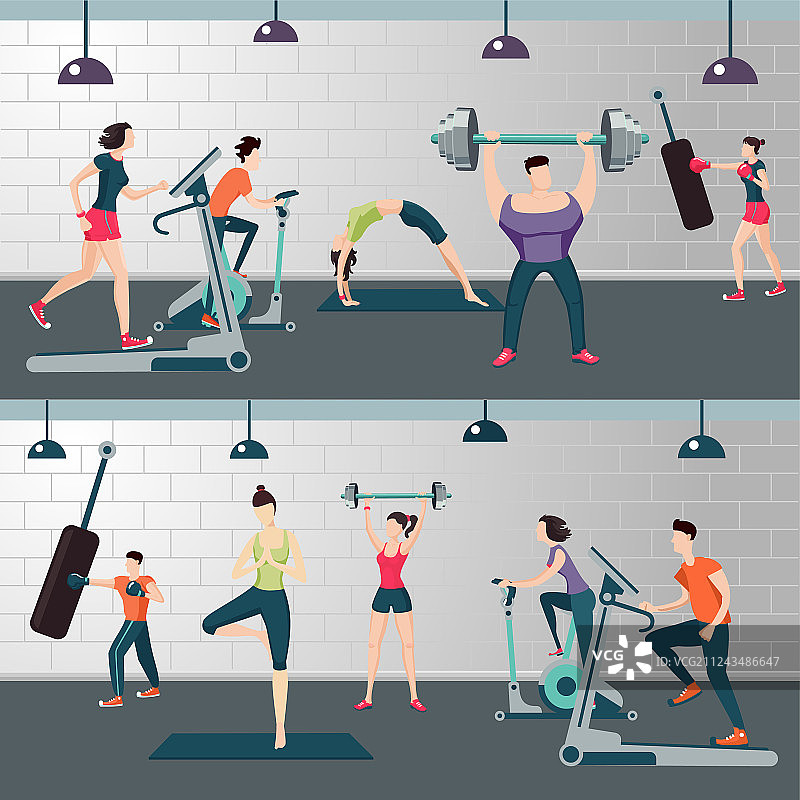 健身房里健身的人们图片素材