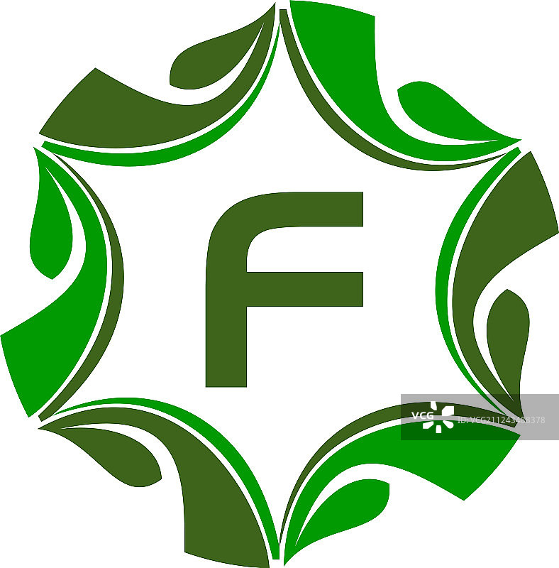 绿色项目解决方案中心首字母F图片素材