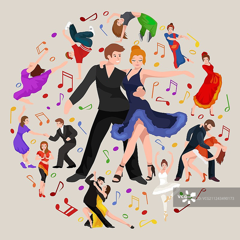 快乐的萨尔萨舞者情侣图标图片素材