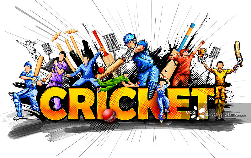 板球锦标赛中的击球手和投球手图片素材