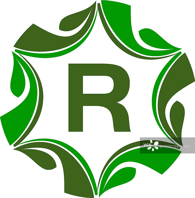 绿色项目解决方案中心首字母R图片素材