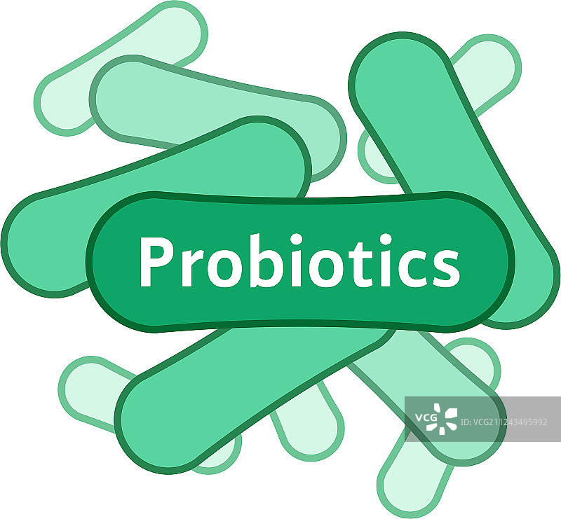 绿色线性益生菌或乳酸杆菌图标图片素材