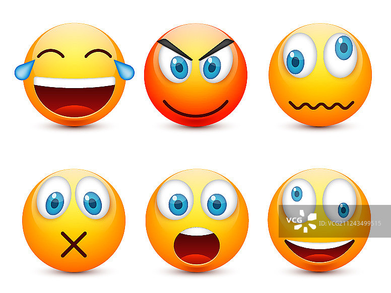 蓝眼睛表情符号黄色笑脸图片素材