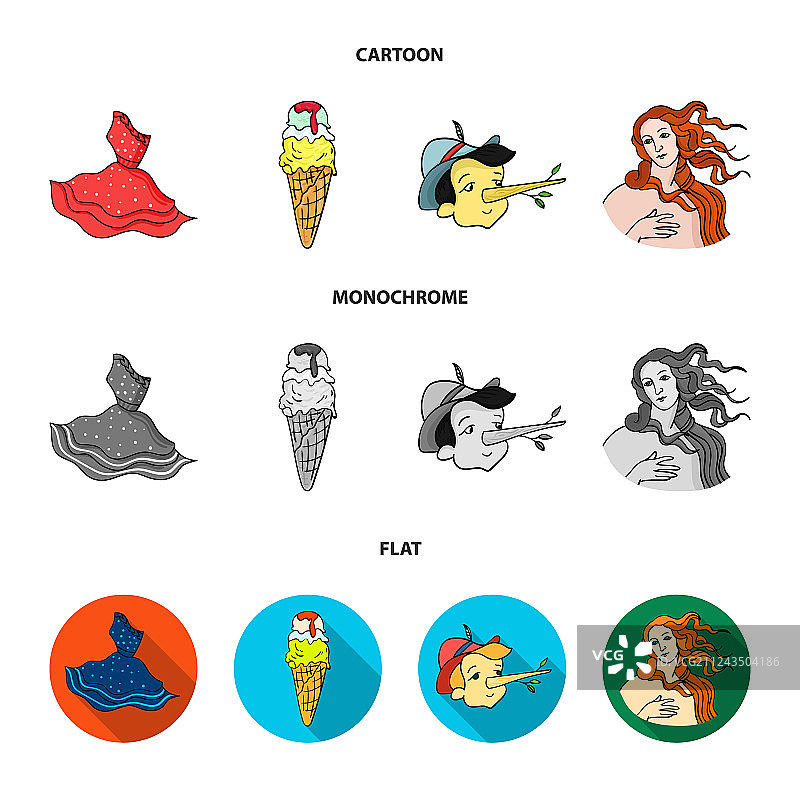 意大利风连衣裙冰淇淋匹诺曹爱神形象图片素材