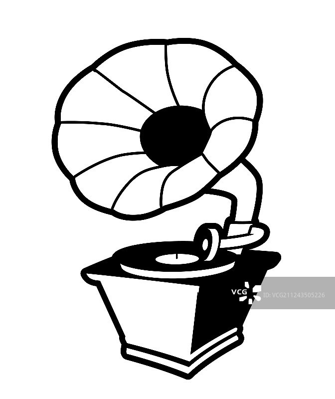 白色背景下的复古留声机图片素材