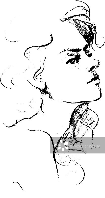 人脸手绘铅笔素描图片素材