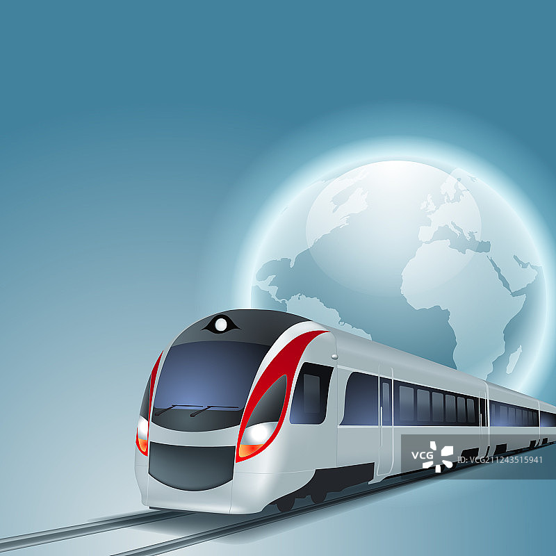 高速列车与地球背景图片素材