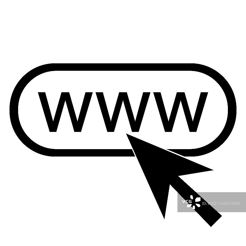 WWW与箭头光标图标图片素材