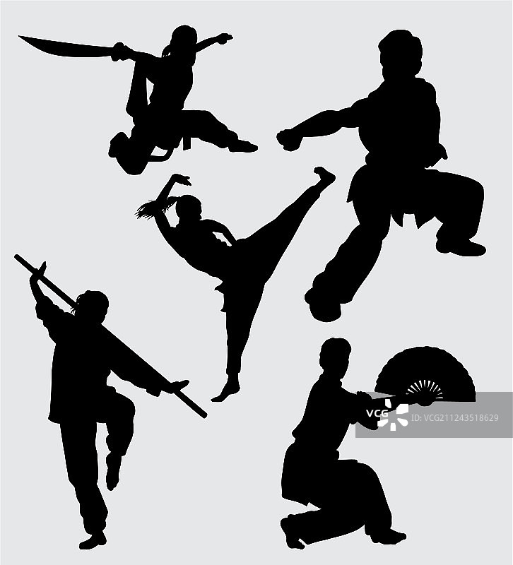 功夫武术运动剪影图片素材