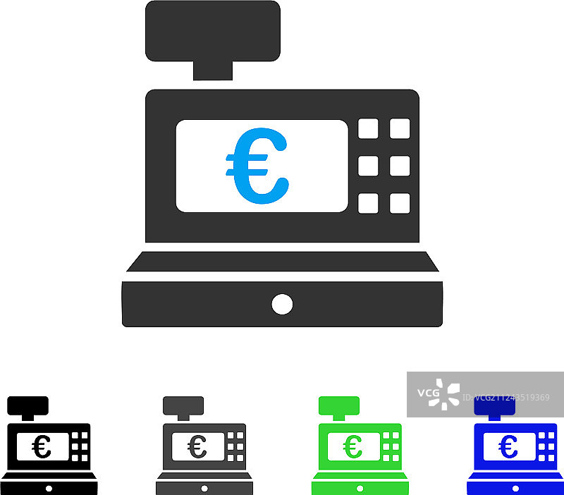 欧元收款机扁平图标图片素材