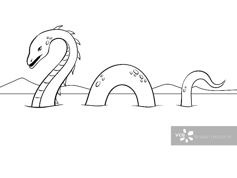 尼斯湖水怪填色图图片素材