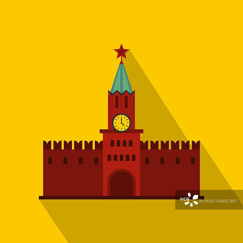 莫斯科克里姆林宫斯帕斯卡亚塔图标扁平风格图片素材