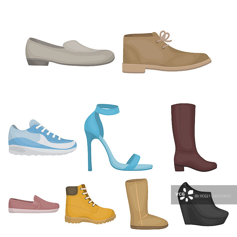 卡通风格鞋子合集图标图片素材