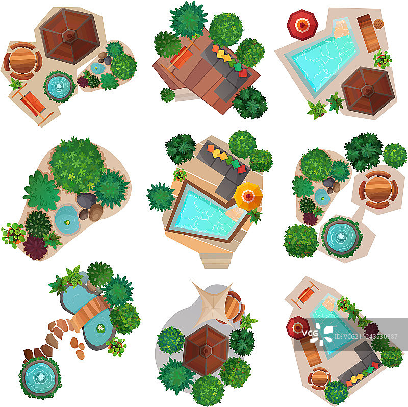 景观构图顶视图合集图片素材