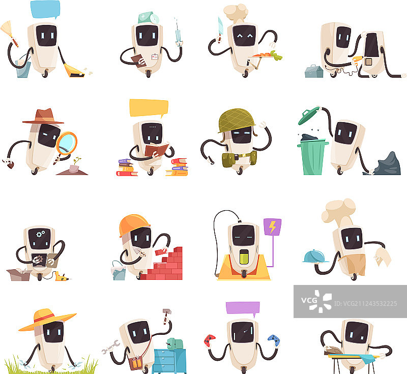 人工智能机器人图标集图片素材