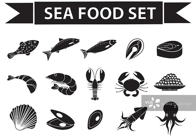 海鲜图标剪影图片素材