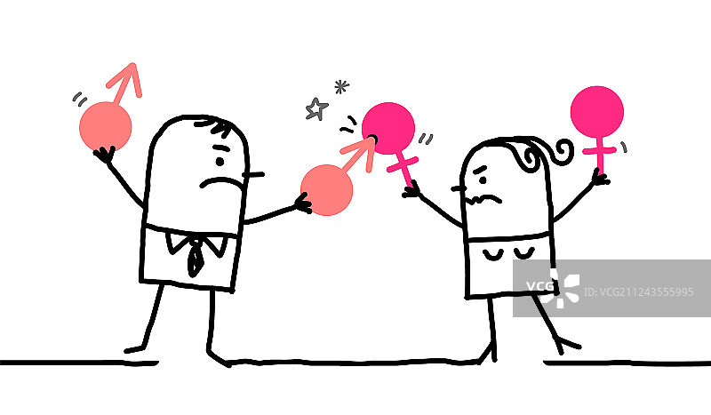 卡通人物与性别歧视战争图片素材