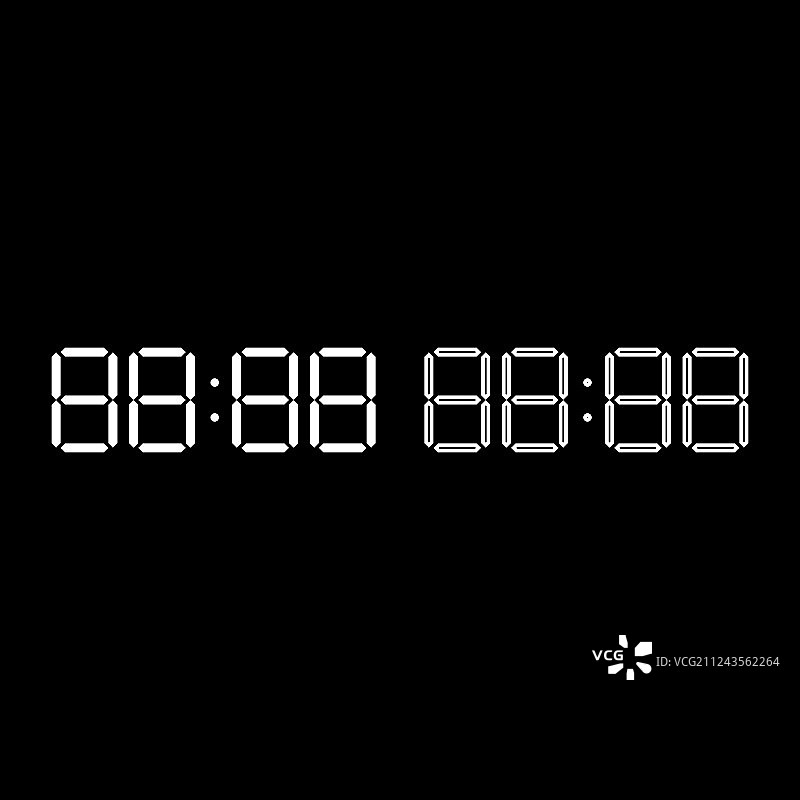 数字时钟白色扁平图标集图片素材