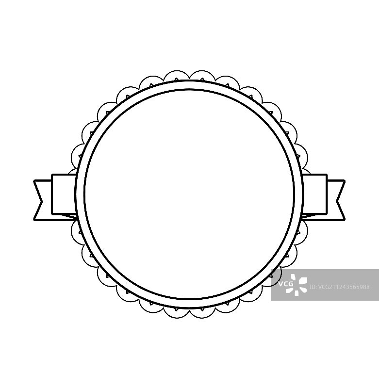 带花边边框的黑色圆形标签图片素材