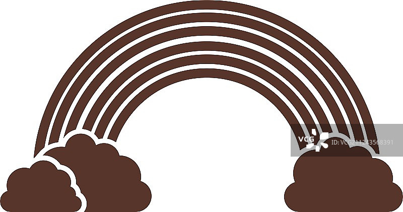 褐色背景下的彩虹云朵剪影图片素材