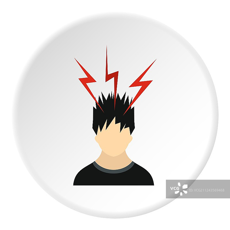 男人头像和闪电图标扁平风格图片素材