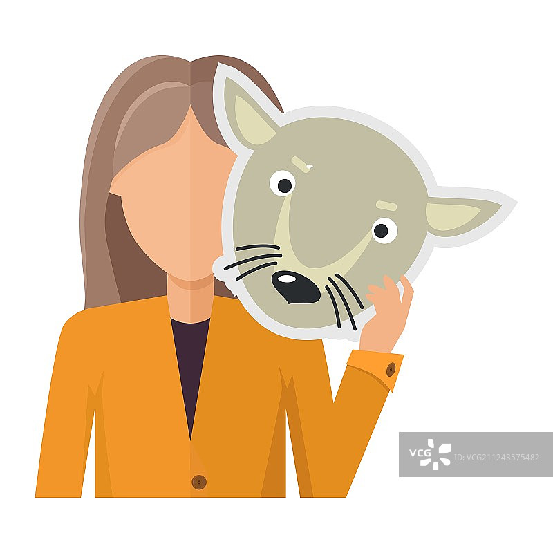 戴着狼面具的夹克女子图片素材