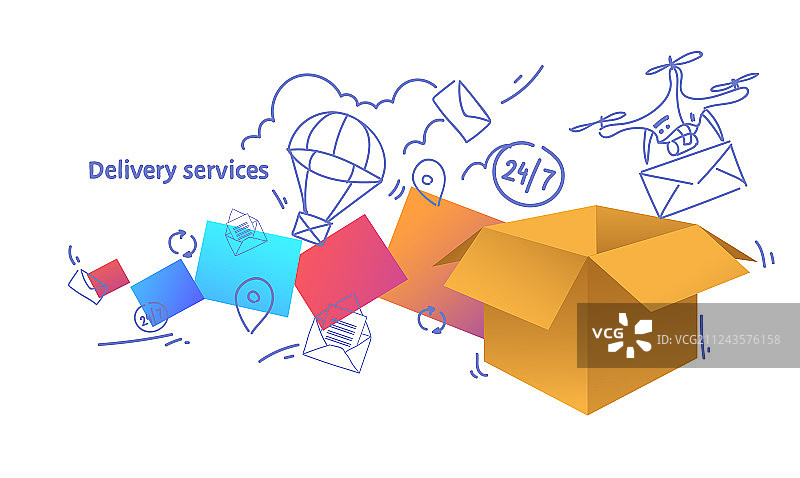 纸质包裹快速配送图片素材