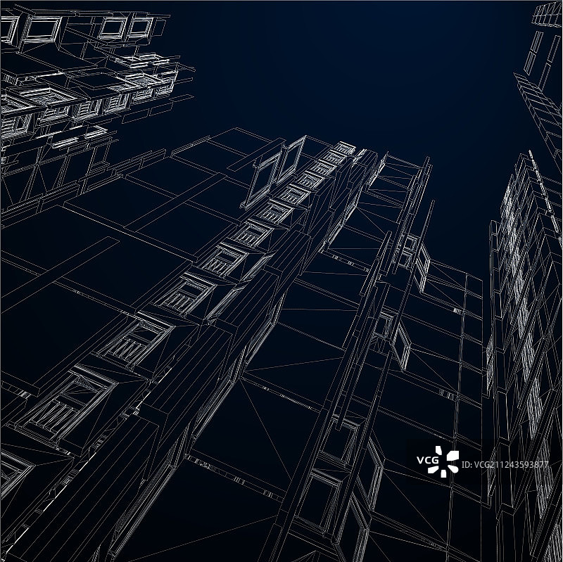 现代城市建筑线框概念图片素材