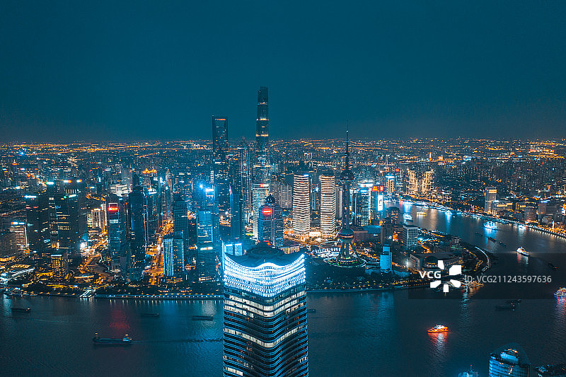 上海城市天际线夜景图片素材
