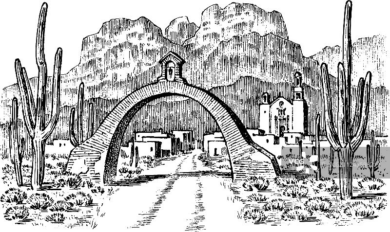 墨西哥或智利城镇历史建筑图片素材