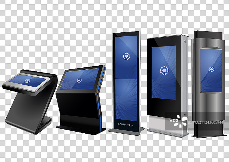 五个促销互动信息亭图片素材