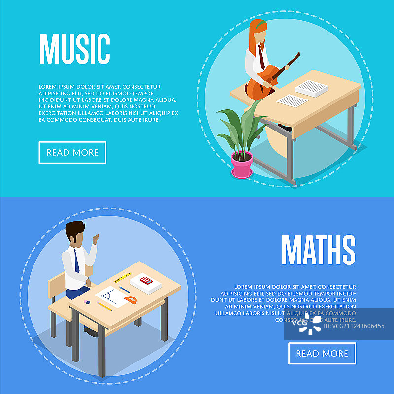 学校里的音乐和数学学习图片素材