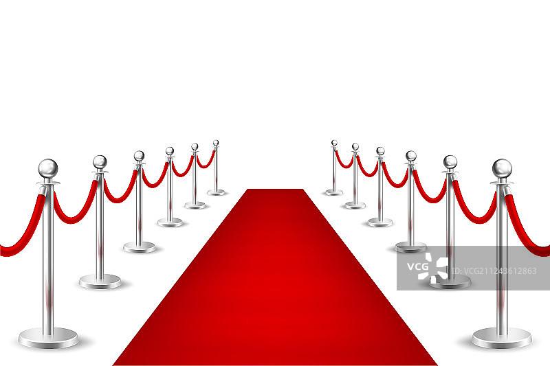 逼真红色活动地毯和银色图片素材