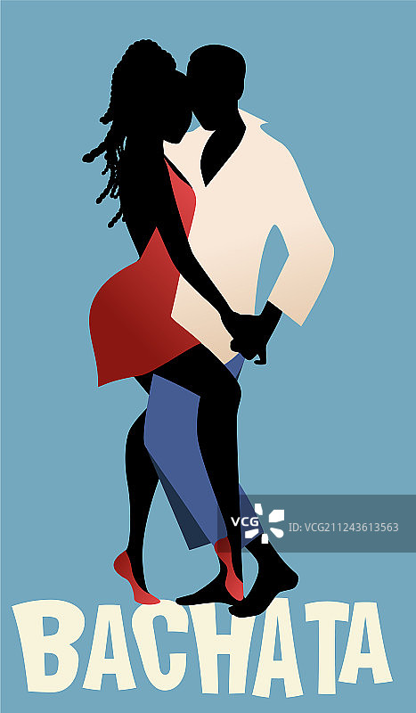 跳bachata的情侣剪影图片素材