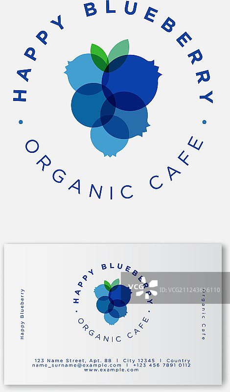 蓝莓有机logo名片图片素材