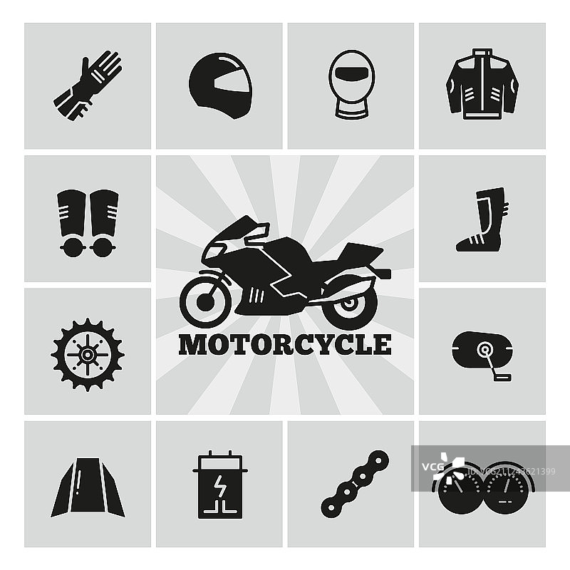 摩托车零件配件轮廓图标图片素材
