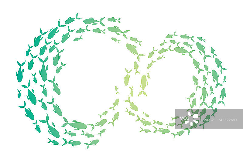 彩色鱼群剪影图片素材