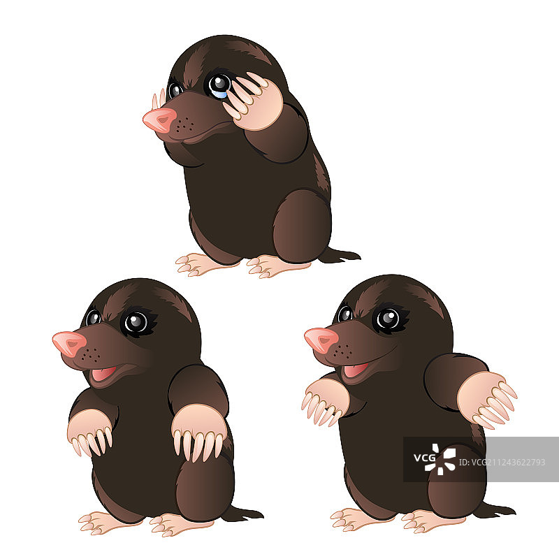 不同情绪的鼹鼠动物角色图片素材